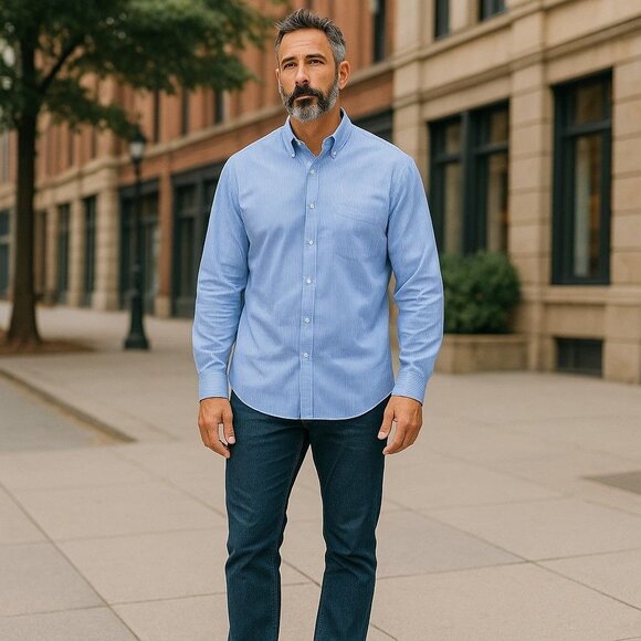 Nautica Striped Long Sleeve Dress Shirt Men's Size XXL - Picture 1 of 7